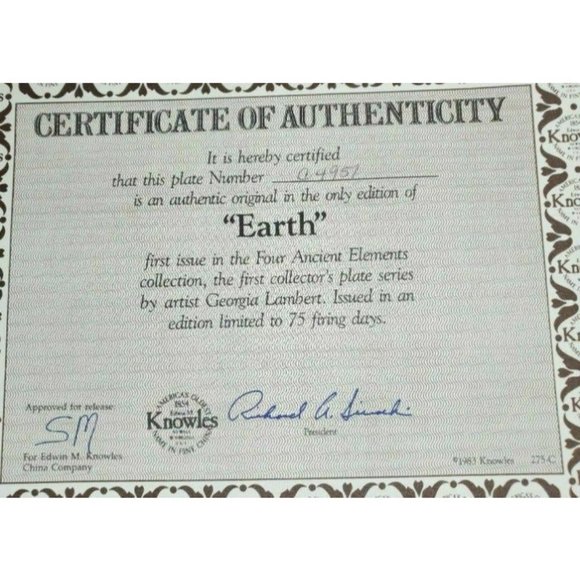 Vintage The Four Ancient Elements Collectible Plate (Earth) By Georgia Lambert - Picture 6 of 10